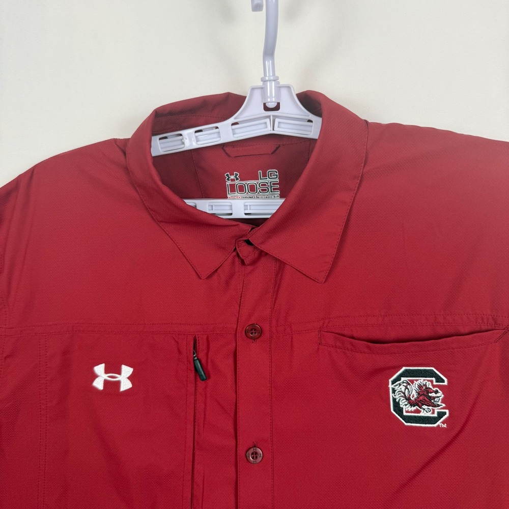 Under Armour South Carolina Gamecocks Fishing Shirt Mens Large Red UM8228SC5 NWT